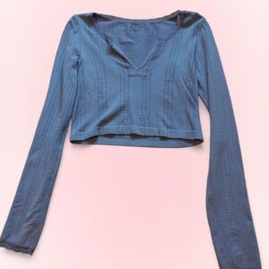 Urban Outfitters Blue Long Sleeve Crop Top